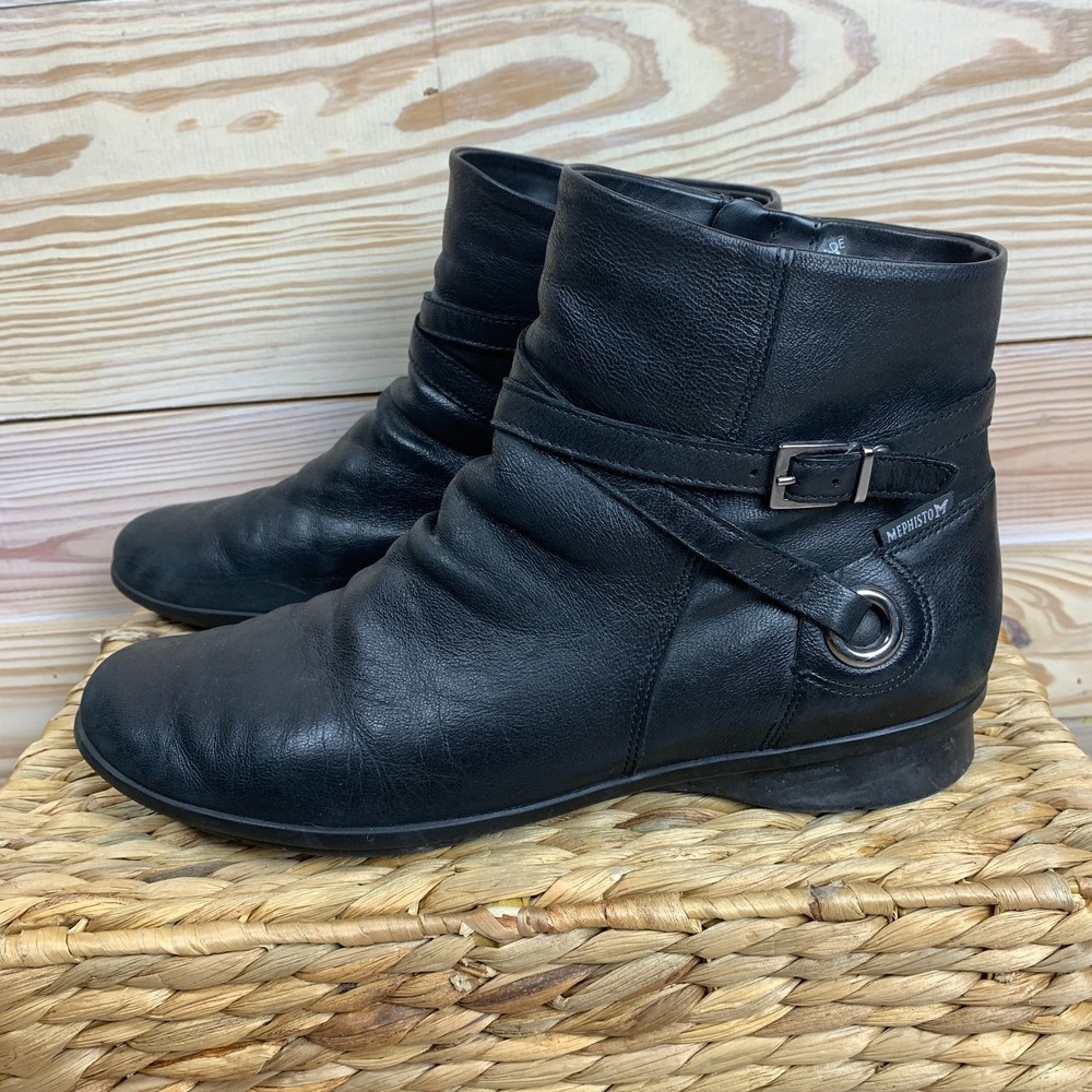 Mephisto Boots Womens US10 Black‎ Leather Side Zip Cool Air Comfort City